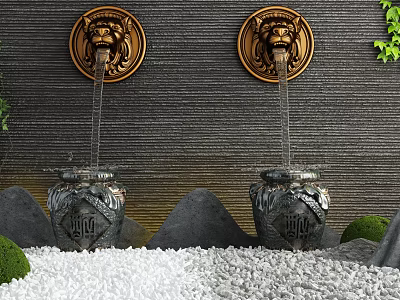 New Chinese Landscape Sick Courtyard Waterscape Sick 3d model