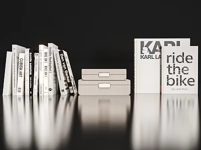 Books and Magazines Display With Standing Stacked Covers And Typography Design 3d model