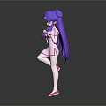 Anime Style Character Figure with Long Purple Hair and Pink Outfit Standing Pose