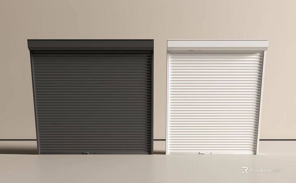 Modern Black and White Roller Shutter Security Door for Home Protection 3d model 