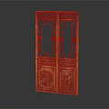 Traditional Chinese Carved Wooden Door With Intricate Lattice Work And Double Panel Design