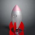 Silver And Pink Rocket Model With Red Fins Shiny Surface For Space Exploration