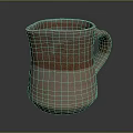 Handcrafted Ceramic Pitcher With Striped Texture And Brown Beige Artisanal Design 3d model
