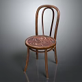 Stylish Wooden Leisure Chair Featuring Curved Backrest Patterned Seat And Slender Legs