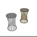 Elegant Modern Gold Metal Side Table With Curved Stripes Decorative Design