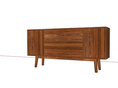 Modern Wooden Sideboard With Solid Wood Construction Drawers And Tapered Legs 3d model