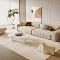 Modern Sofa Coffee Table Set Lazy Sofa Floor Lamp Hanging Picture Side Table 3d model
