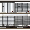 Modern Window Blinds For Home Windows With Adjustable Slats And Windowsill Plant 3d model