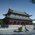 Traditional Chinese Multi Tiered Architecture With Ornate Eaves Gray Tiled Roof Red Pillars Stone Balustrades