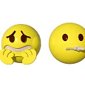 Yellow Emoji Expression Decorative Ornament Set Featuring Crying And Zipped Mouth Designs