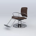 Stylish Brown Leather Barber Chair With Silver Metal Armrests Revolving Base And Footrest