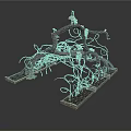 Decorative Wooden Building Featuring Curved Branch Structure And Intertwined Twig Top