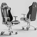 Ergonomic Office Chair with Black Gray Leather Adjustable Armrests Swivel Wheels Supportive Backrest