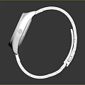 Modern Elegant Silver Watch With Stainless Steel Band And White Dial Shiny Surface