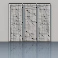 Modern Decorative Hinged Door With Grid Pattern And Circular Dot Design 3d model