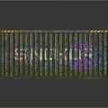 Weathered Blue Green Shipping Container With Graffiti Art And Yellow Warning Stripes