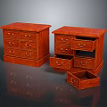 Wooden Chest of Drawers with Multiple Drawers Open Compartments and Metal Handles Design