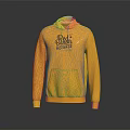 Yellow Hooded Sweatshirt With Rush Records Print Long Sleeve Casual Design