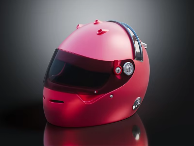 Red Racing Helmet With Modern Design Transparent Visor And Sleek Surface 3d model