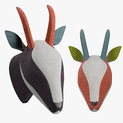 Modern Animal Head Wall Decor With Colorful Horns And Multicolor Design Elements 3d model