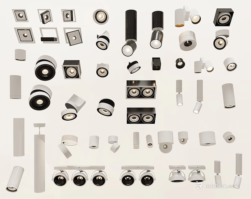 Various Modern Downlights And Spotlights For Home Interior Lighting Design 3d model