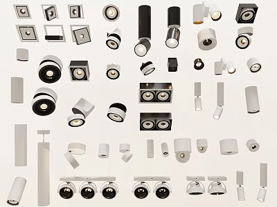 Various Modern Downlights And Spotlights For Home Interior Lighting Design 3d model