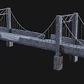 Detailed 3D Model of Broken Stone Arch Bridge With Damaged Structure