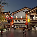 Traditional Ancient Architecture Commercial Street Night View With Red Lanterns And Pedestrians 3d model