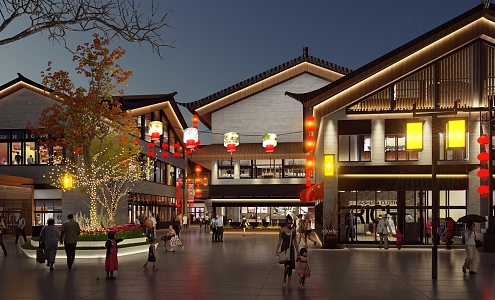 New Chinese Commercial Street Wenlv Town Antique Architecture 3d model