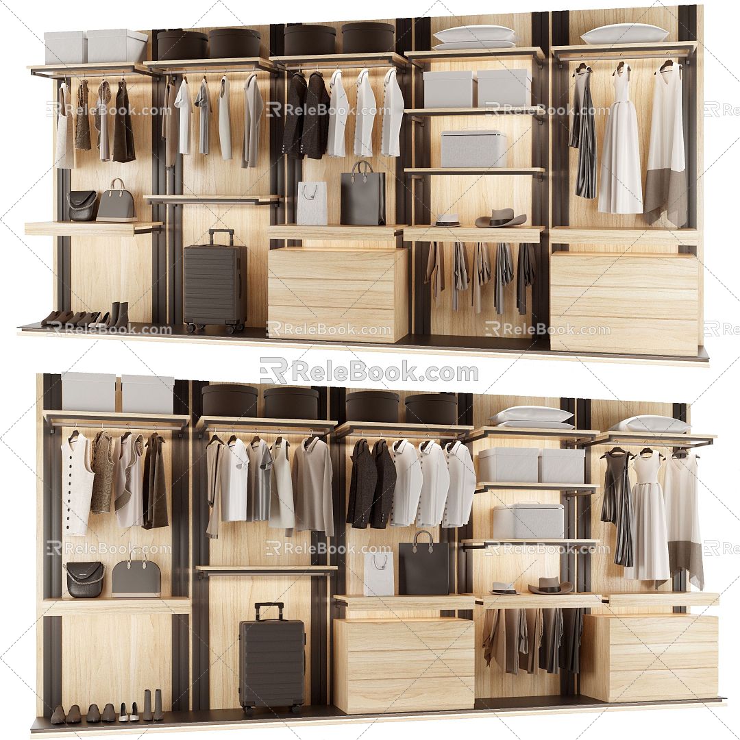 Loft Wardrobe Cabinet Wardrobe Storage Cabinet Large Wardrobe Hanger Clothes Home Furniture Bedroom 3d model