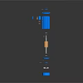 Blue Mechanical Components Including Motor Gear Bearing And Transmission System Parts