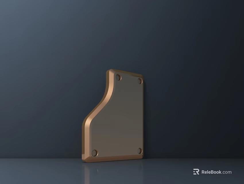 Public Facility Metal Sign With Irregular Shape Screws Fixed Dark Background Smooth Reflective Surface 3d model