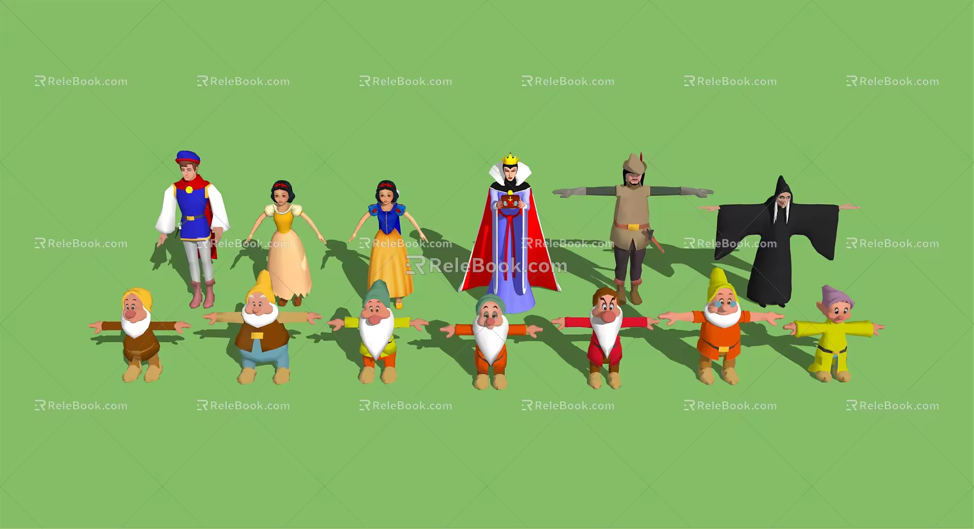 Modern Game Character Snow White Witch Seven Dwarfs 3d model