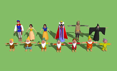 Modern Game Character Snow White Witch Seven Dwarfs 3d model