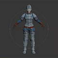 Medieval Knight Full Body Metal Armor With Blue Red Decorative Accents Design