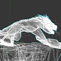 Game Movie Character 3D Dragon Model With Gray Body Red Mane Open Wings On Rock