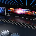 Contemporary Stage Design With Large Colorful Cloud Screens And Lighting Reflections