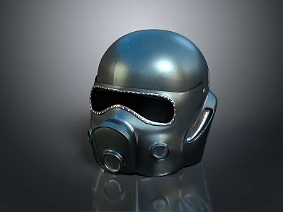 Weapon Tactical Helmet With Shiny Metallic Surface Goggles And Face Mask 3d model