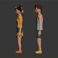 Group of Cartoon Characters with Diverse Hairstyles Clothing and Shoes Standing Together