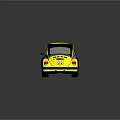 Vintage Beetle Style Car In Yellow And Black With MON Lettering Design