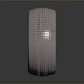 Modern Automotive Tire With Metallic Alloy Wheel Spoke Design And Tread Pattern