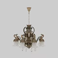 Classic Vintage Chandelier Featuring Intricate Metal Design Crystal Accents And White Glass Shades