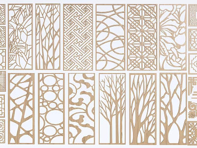 Various Intricate Carved Patterns With Geometric Designs And Natural Branch Motifs 3d model
