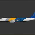 Detailed Airplane Model With Blue Yellow White Sections And Aerodynamic Wing Structure 3d model