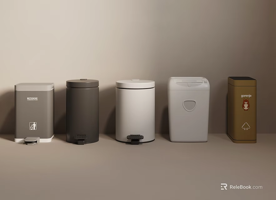 Various Colored Pedal Trash Bins With Different Designs For Home Use 3d model 