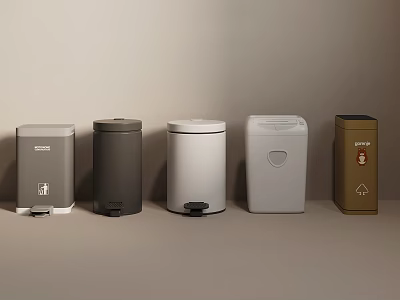 Various Colored Pedal Trash Bins With Different Designs For Home Use 3d model