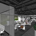 Modern Public Office Space Interior With Open Layout Office Desks Chairs And Windows 3d model
