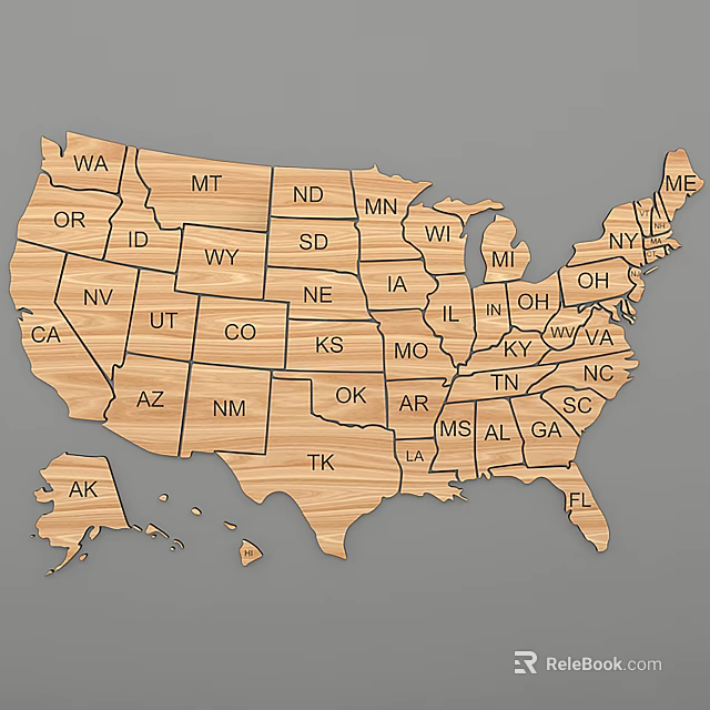 Wooden USA Map Wall Decor For Home Interior Decoration And Wall Art 3d model 