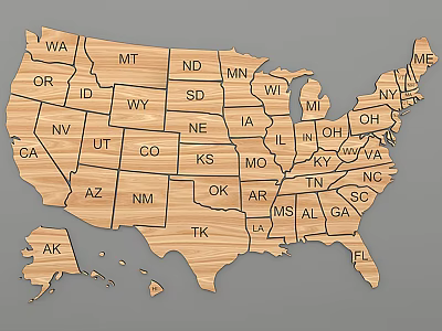 Wooden USA Map Wall Decor For Home Interior Decoration And Wall Art 3d model
