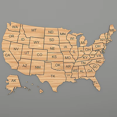 Modern Wall Decoration Map Patchwork United States Map 3d model Modern Wall Decoration Map Patchwork United States Map 3d model